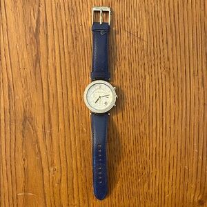 Michael Kors Navy Leather Watch with Gold Accents